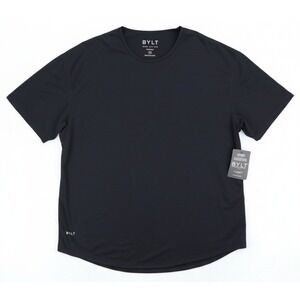BYLT Shirt Mens 2XL Black Drop Cut Crewneck Athletic Fit Wrinkle Free Tee NWT